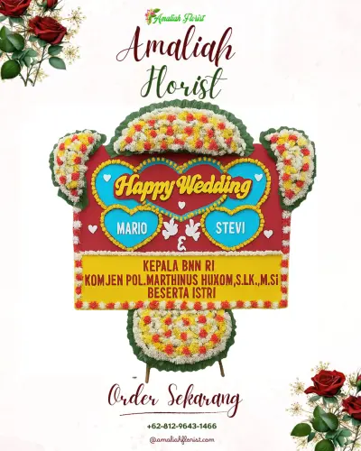 Karangan Papan Bunga Pernikahan di Panji